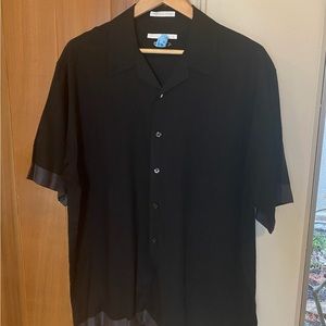 Black short sleeve polo with grey lining